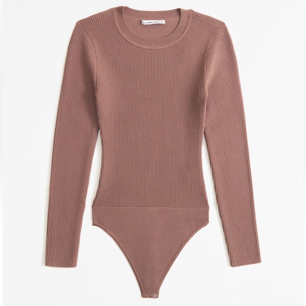 Abercrombie & Fitch Long-Sleeve Ottoman Bodysuit, Light Brown, Small